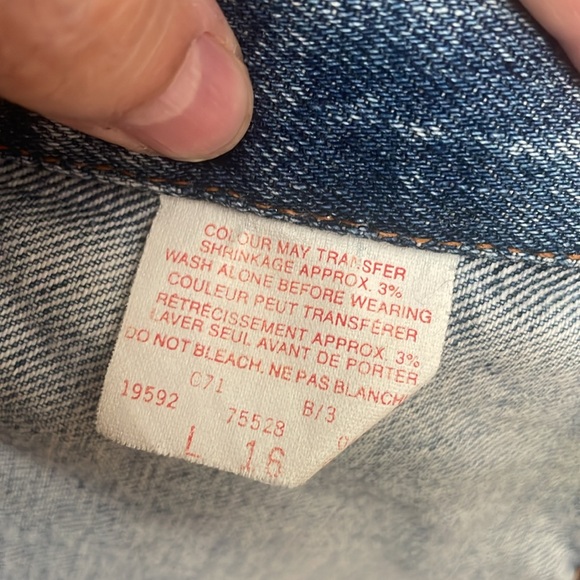 💙Vintage Levi Strauss& Co .Jean Jacket , Size Large Tall original rivited - Picture 8 of 10